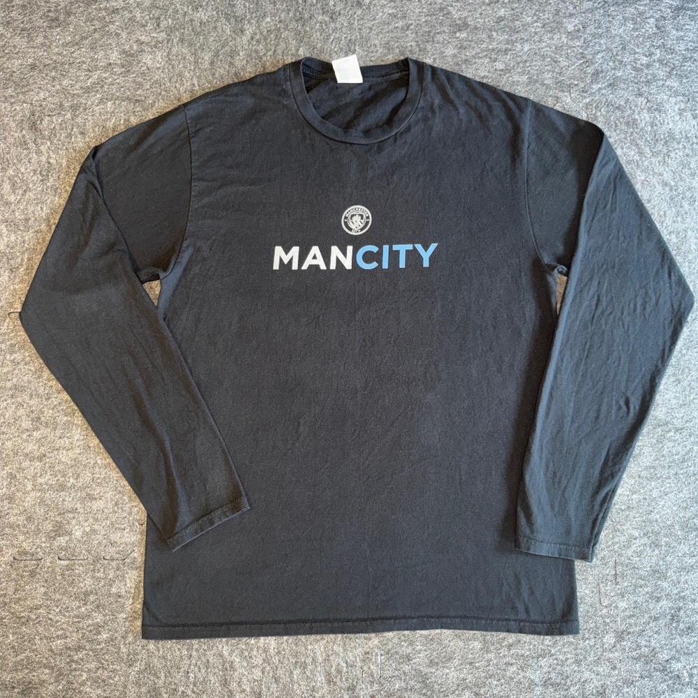 Manchester City MANCITY Football Club Long Sleeve Shirt Men's M Black Soccer UK